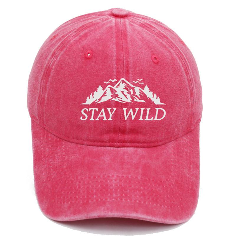 Stay Wild Mountain Embroidered Baseball Cap With Soft Top For Outdoor Sunshade