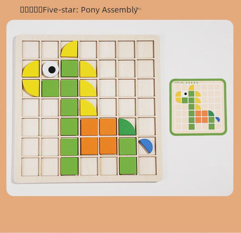Mosaic 3D Puzzle: Wooden Educational Building Blocks for Children