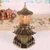 Metal Creative European Retro Toothpick Box Seat High-end Automatic Hand Pressing Living Room Dining Table Hotel High-end Toothpick Holder