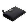 Prada Saffiano Enamel Metal Triangle Logo Snap Closure Natural Leather Wallet Women's Black