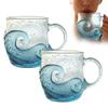 1/2pcs Sea Glass Wave Cup Glass Mug Wave Design Ocean Texture Cup Unique Coffee Hand Glass Theme Blown Mug Wave Wave Beach E3E7