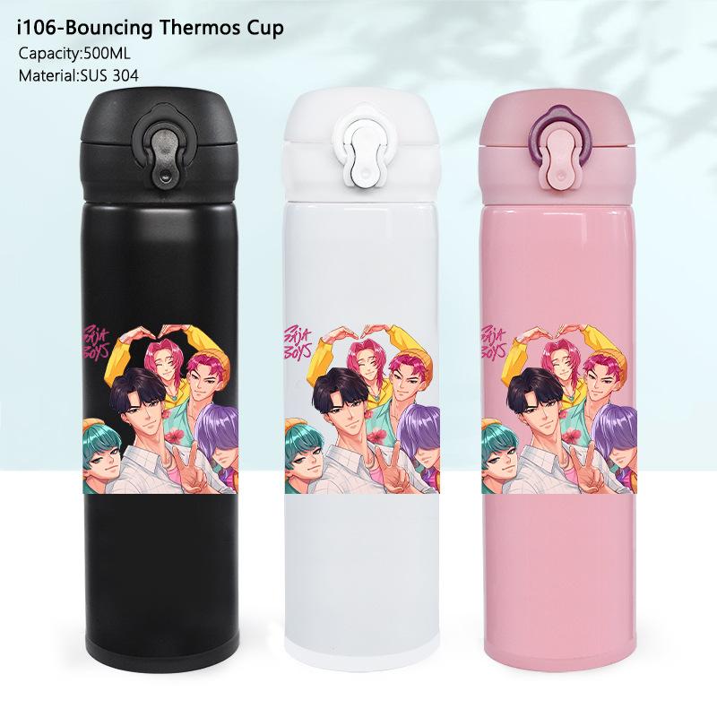 Stainless Steel Bouncing Thermos Cup KPOP Demon Hunter Girl Water Cup Shaga Male Ghost Sports Cup Car