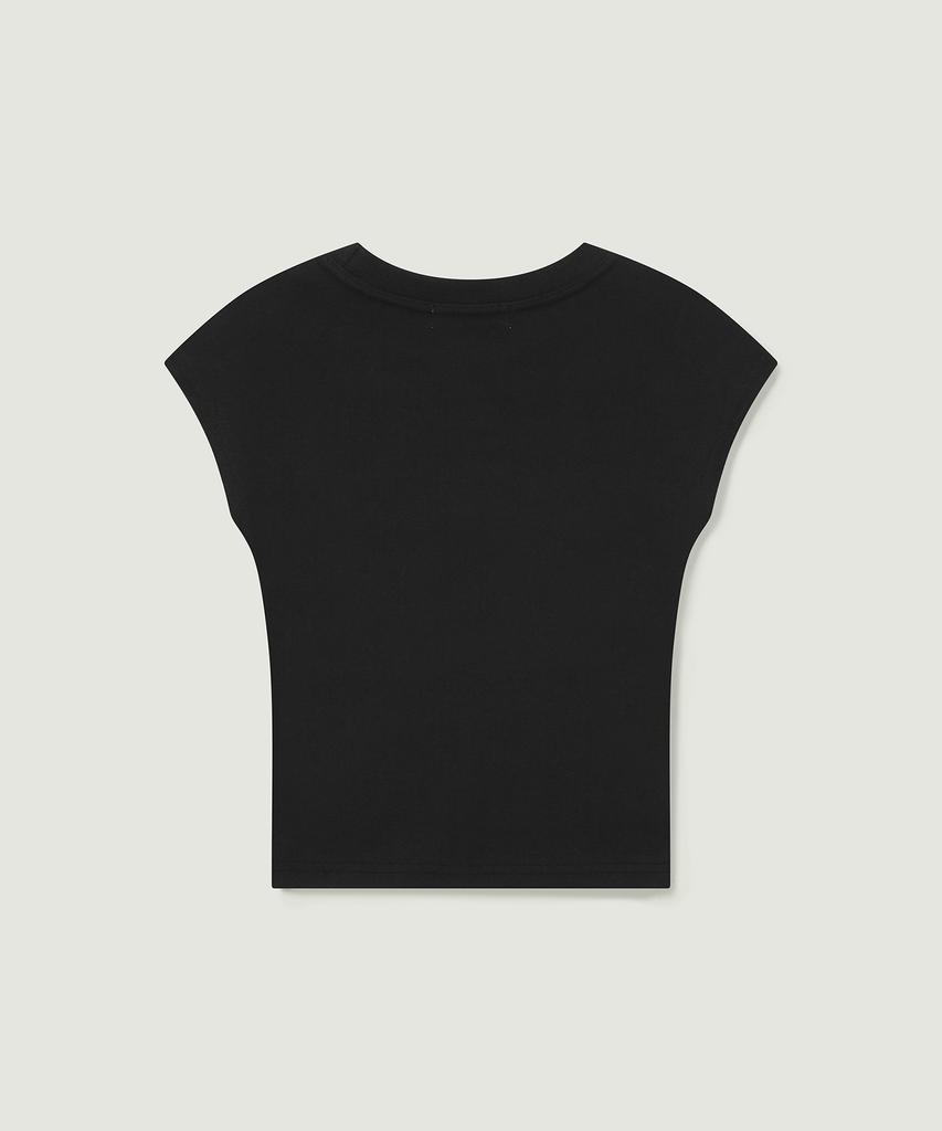 Aendeuel Cap Sleeve Slim T-Shirt - Black