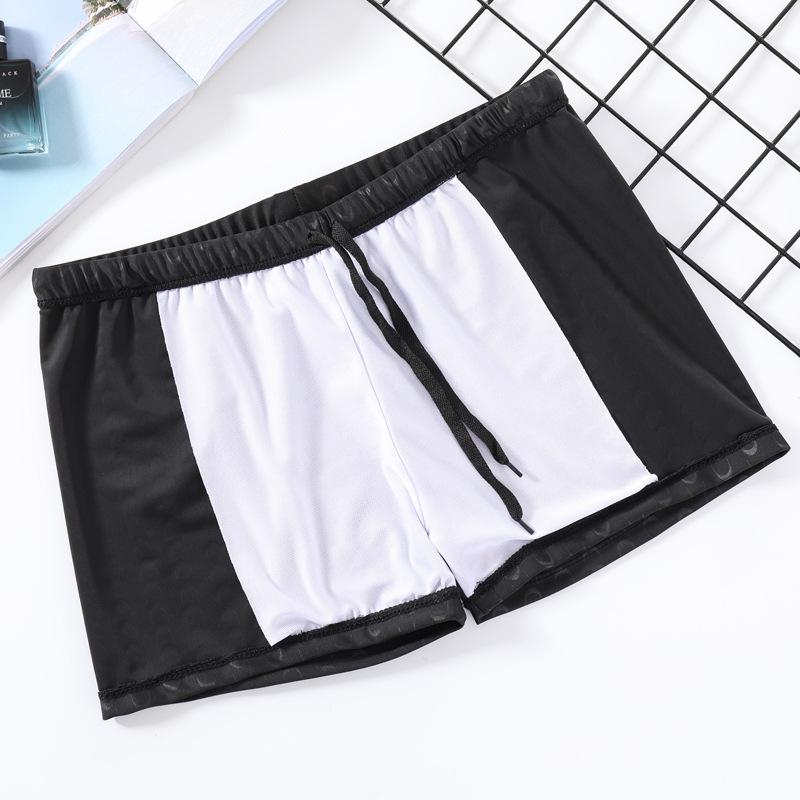 Men's Quick-Dry Sharkskin Swim Trunks - Black, Plus Size, Conservative Fit