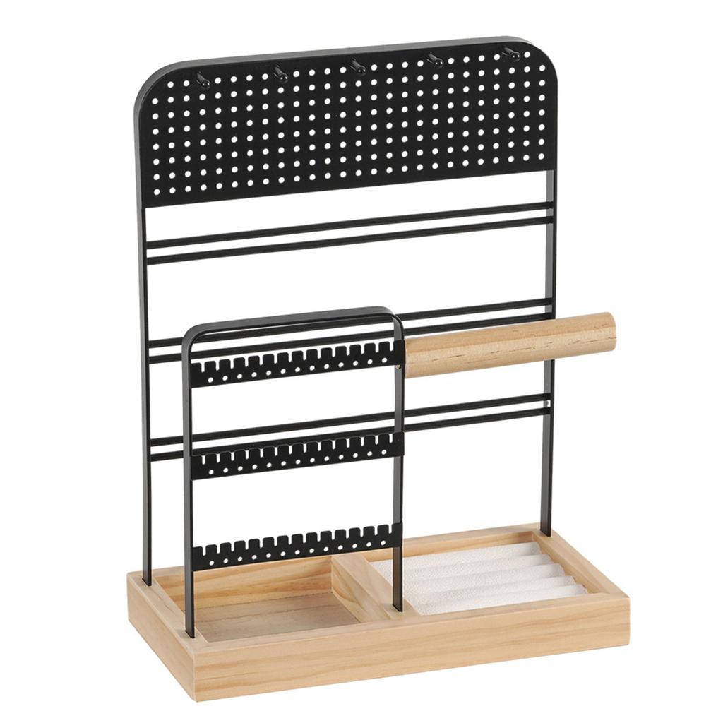 Convenient and Stylish Wood Storage Shelves Stylish Metal Jewelry Display Stand for Earrings Bracelets and Necklaces