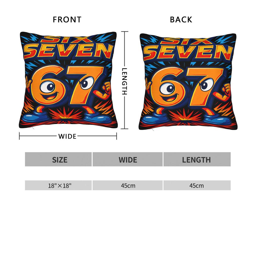 Funny 67 Six Seven Italian Brainrot 6 7 Meme Pillow Case  Design Pillow Cover Retro Trendy Pillowcases For Living Room Sofa