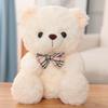 Cute Teddy Bear Plush Toy With Checkered Bow Decoration For Kids Gift Birthday