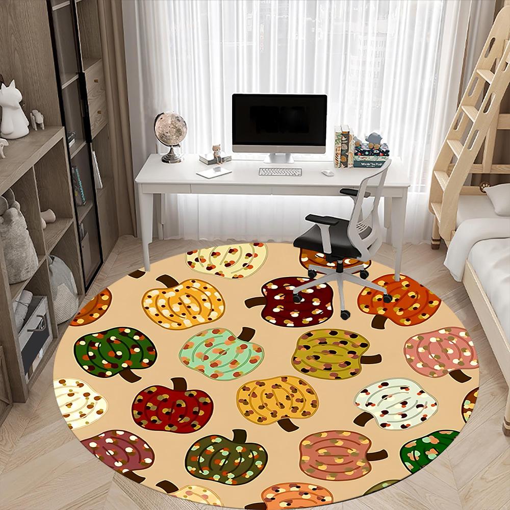 1pc Autumnal Foliage Office Round Rug, Non-slip, Soft and Durable Office Rug for Interior Decoration, Perfect for Office, Beautiful Decoration yy26032
