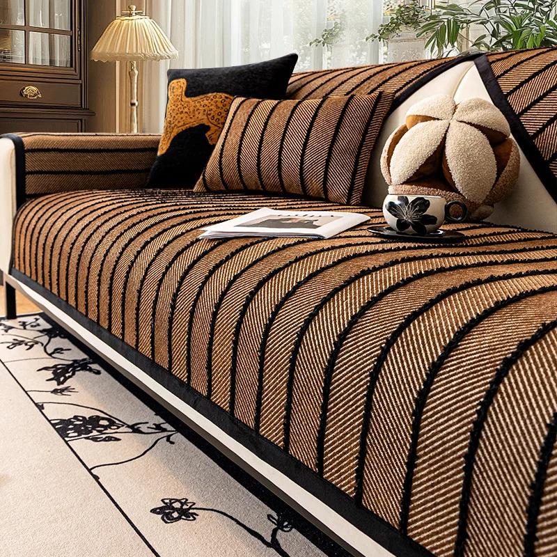 

Подушка для дивана Black Lines, универсальная подушка для сиденья на все времена года, роскошный современный верх, нескользящий кожаный чехол для дивана, полотенце для спинки 45x45cm pillowcase темный кофе