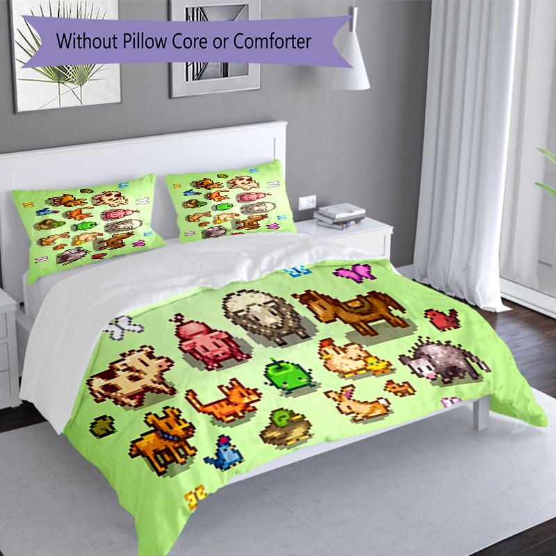 3pcs game Stardew Valley pattern bedding set duvet cover set includes duvet cover &pillowcases, perfect all season bedroom decoration & gift