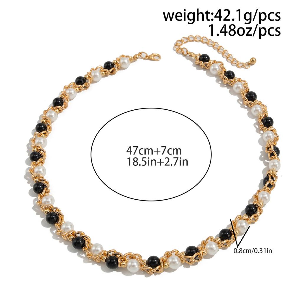 New Pearl Chain Wrapped Collarbone Chain Men's Trendy Hip-Hop Personality Men's Collarbone Chain Men's Neck Chain
