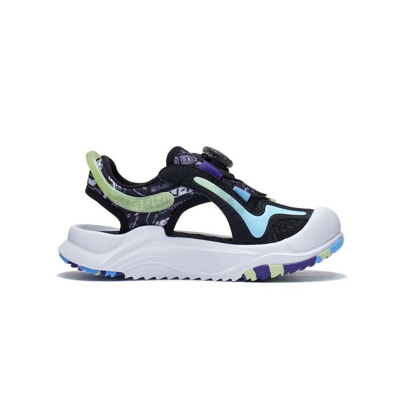 Li Ning Cyber Fluid Comfortable Shock Absorbing Durable Rebound Kids Sandals Kids sandals Black Green YKUT004-3