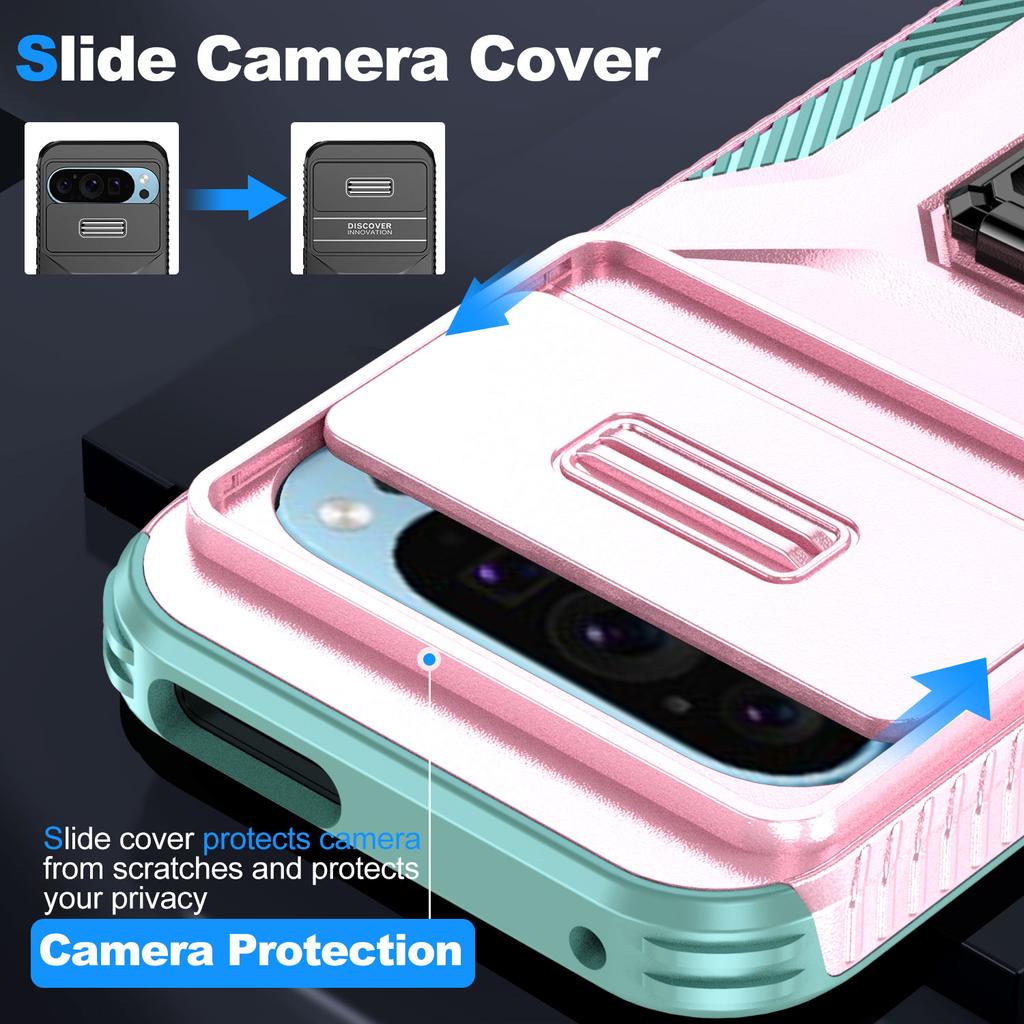 For Google Pixel 9/Pixel 9 Pro Kickstand Case TPU+PC Phone Cover Support Magnetic Car Mount