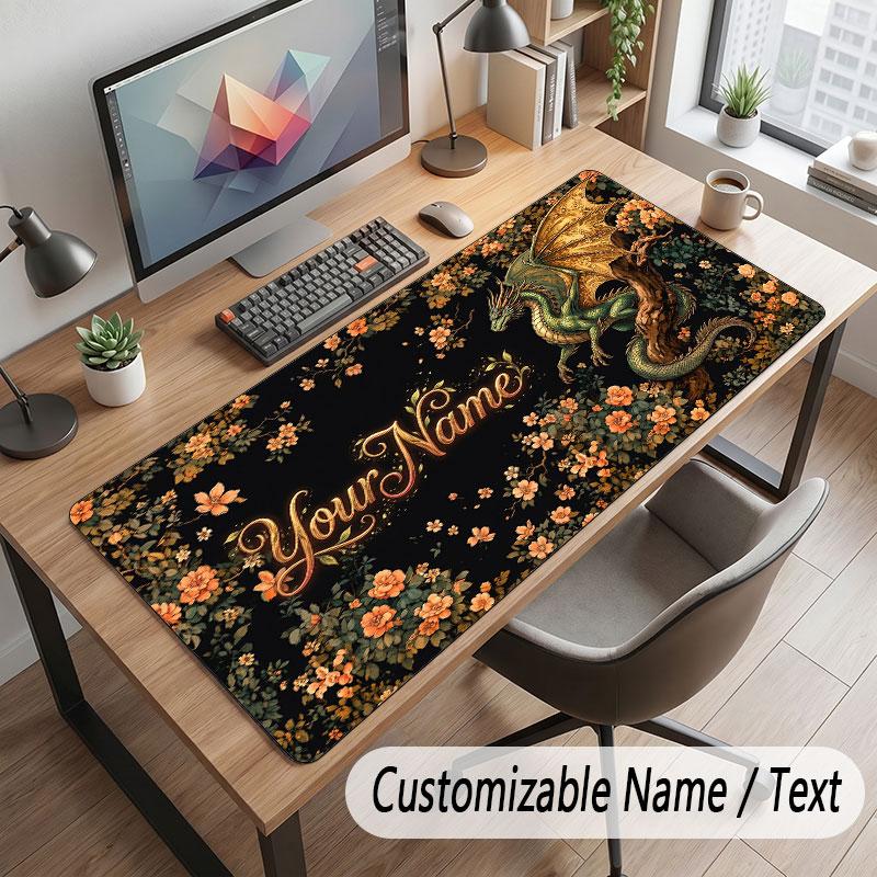 Dragon Theme Customized Mouse Pad Personalized Print Name Text Desk Mat For Home Office Table Decor