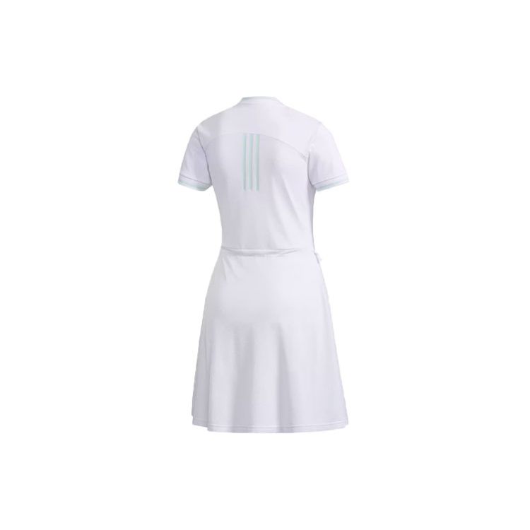 adidas Neo Logo Solid Color Three Stripes Color Block Sports Slim Fit Zipper Breathable Short Sleeve Dress Women Dresses White DZ9283