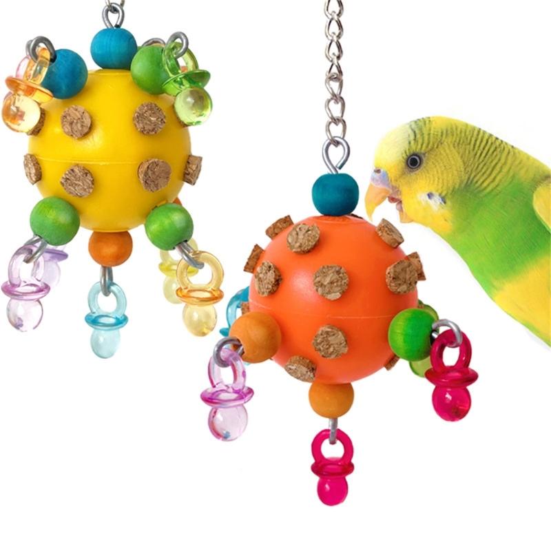Pet Bird Tooth Chew Toy Natural Corks Puzzle for Cockatiel Conure Cockatoos Teeth Grinding Perfect for Cage Bird