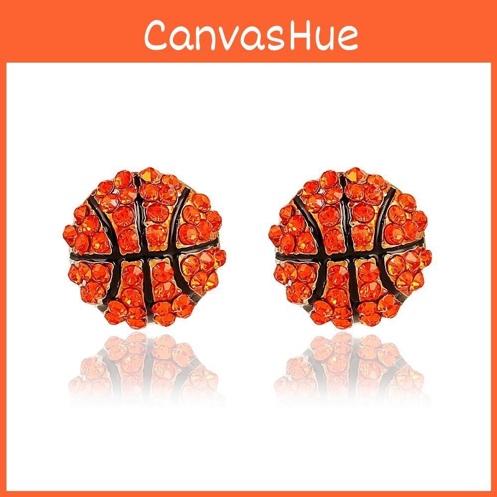 Spring Basketball Trend Baseball Volleyball Earrings With Zirconia Sparkling