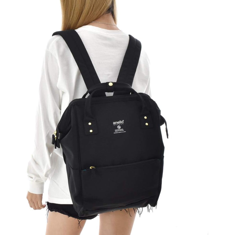 Anello Grande Regular Backpack Navy 口金 Design Durable Fabric Stylish Travel Bag