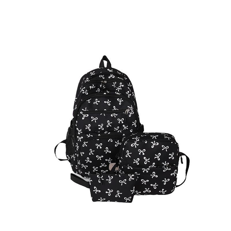 Mädchenhafter Blumen-Schleifen-Rucksack-Set - Schulrucksack im koreanischen Stil für Schüler