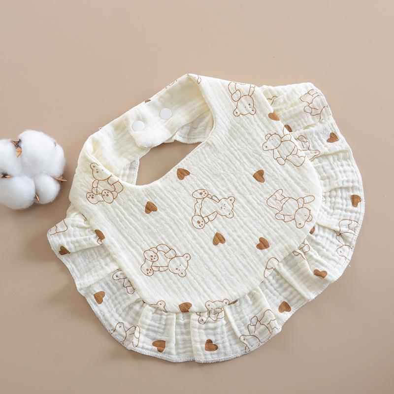 Korean Style Baby Bib: 6-Layer Pure Cotton Gauze with Lace, Cute, Soft & Absorbent