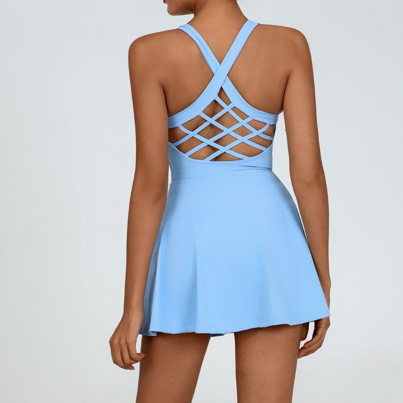 Yoga Dress Beauty Back Quick-Drying Sports Fitness Badminton Tennis Skirt Fashion Tape Training One-Piece