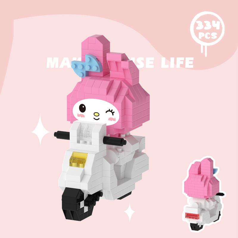 Cartoon Anime  Blocks Kuromi My Melody Cinnamoroll Mouse Building Blocks Doll Toy Kids Birthday Gift