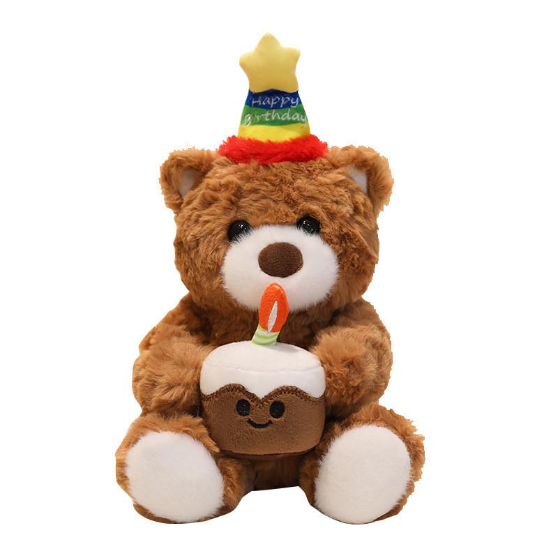 Cake Bear Teddy With Hat Plush Toy Animal Stuffed Doll Decoration Kids Gift