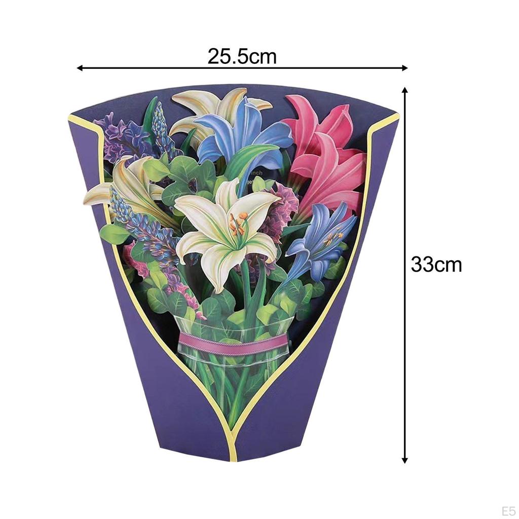 3D Bouquet Greeting Card Mother’s Day Birthday Paper Flower Romantic Popup