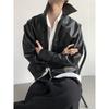 Men's Trendy Korean Style Leather Jacket - 2024 Spring/Autumn, Short Loose Fit with Lapel.
