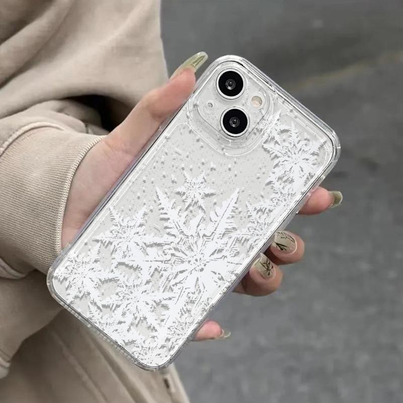 Grafický kryt na telefon se sněhovou vločkou pro iPhone 16 15 14 13 12 11 x XR Xs SE2 SE 8 7 plus pro Max mini TPU zadní kryt