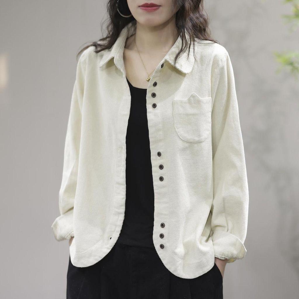 Artı boyutu Bayan Rahat Moda Turn Down Yaka Uzun Kollu Gevşek Kadife Hırka Blazer Ceket Gevşek L-3XL