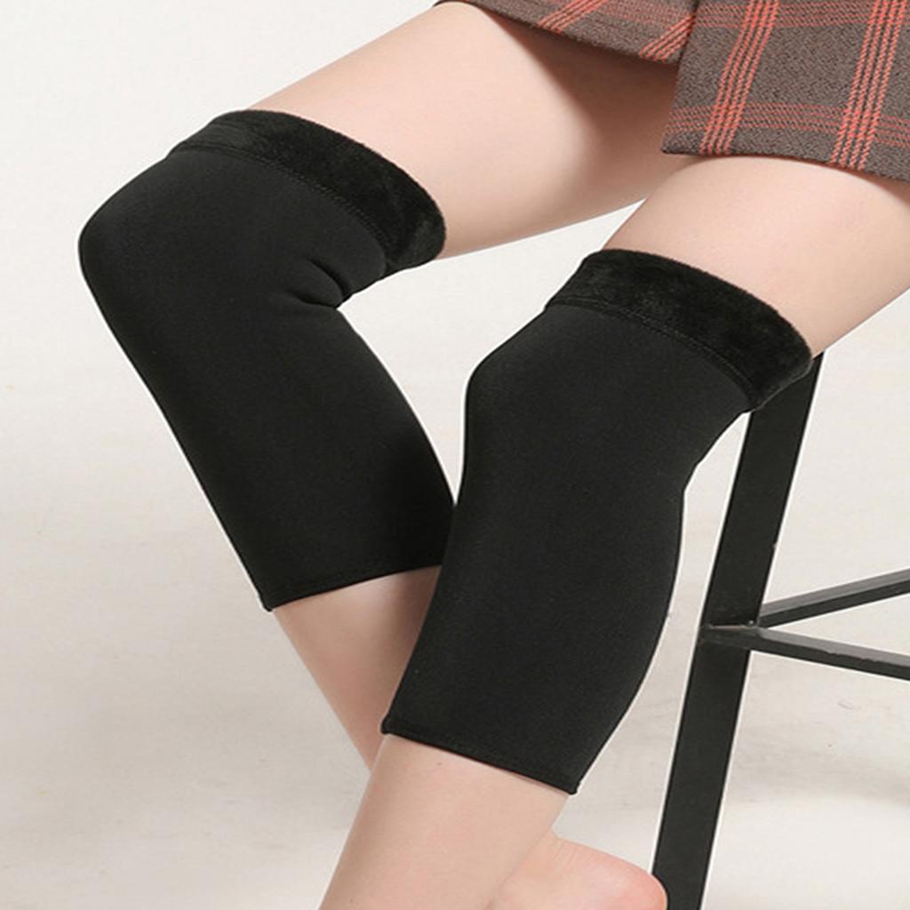 Pair of Knee Warmers Thermal Elastic Non Slip Braces Protector Knee Pad Sleeve for Women