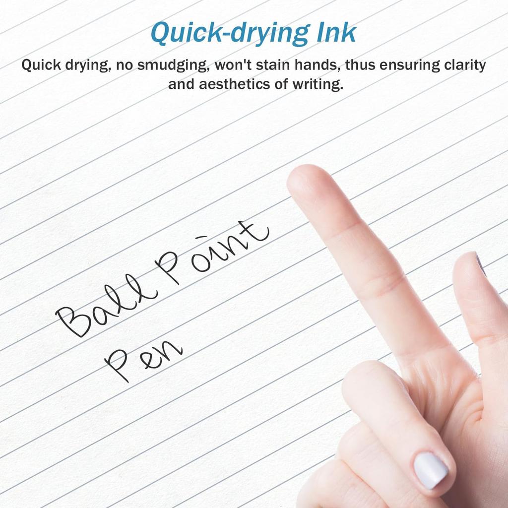 MiSiBao Black Ballpoint Pens 1.0mm Pens Retractable Ball Point Pens Smooth Writing (Metal Pen Clip, 12-pack)