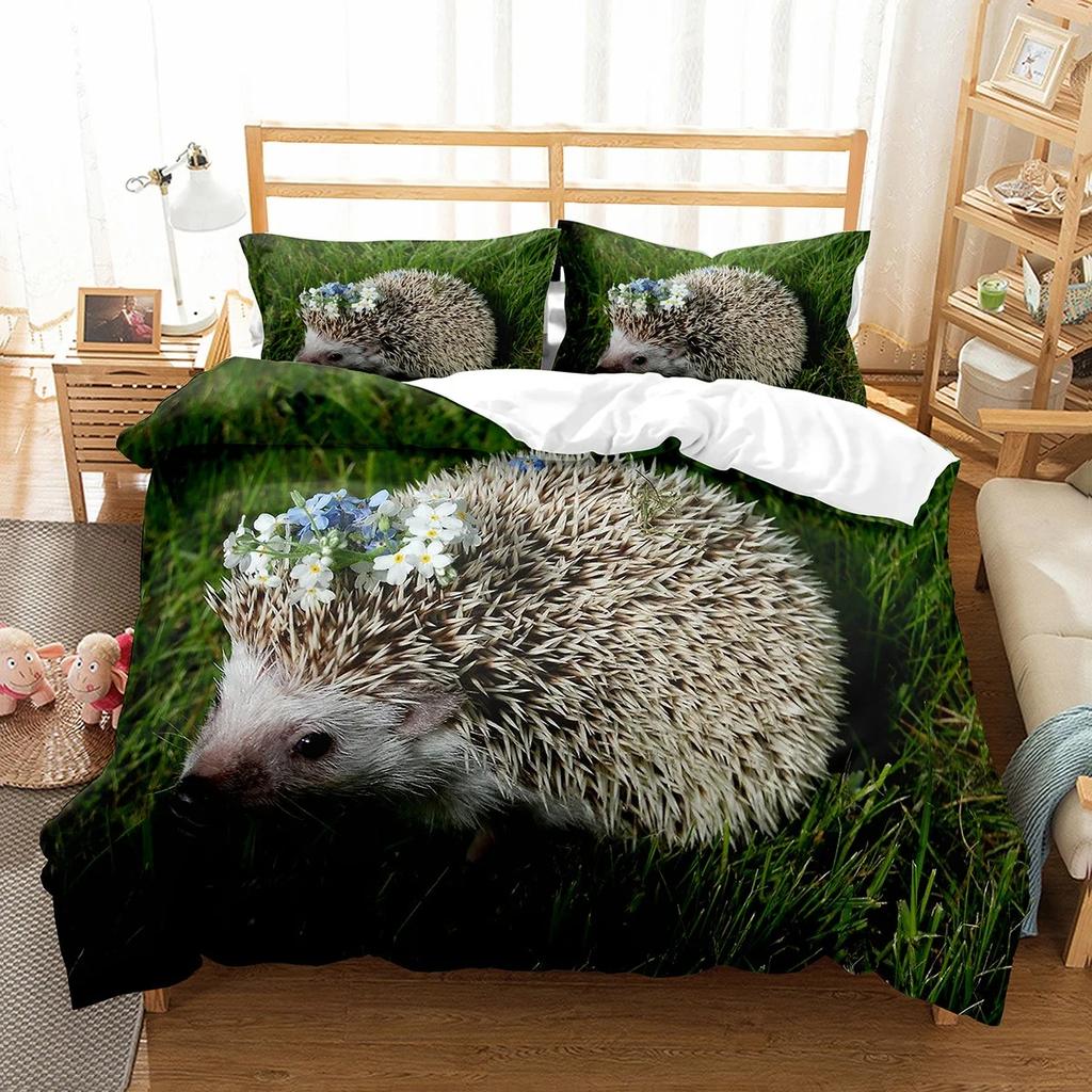 Hedgehog Duvet Cover Collection Cute Cute Animal Polyester Comforter Cover King Queen Size For Kid Boy Girl Bedding Collection With Pillowcase