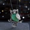 1pc JXMYBA Artificial Crystal Owl Pendant Necklace, Amethyst Rose Quartz Faux Gemstone Lucky Jewelry, Women'S Handmade Stone Pendant with Artificial F