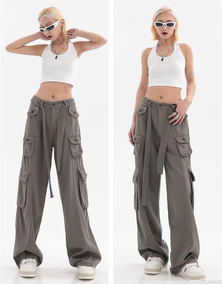 Trendy Unisex Multi-Pocket Street Overalls: Retro Loose-Fit Hip-Hop Pants