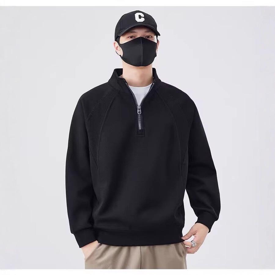 Heren Hoodie met Halve Rits - Trendy Harajuku Stijl, Veelzijdig & Artistiek