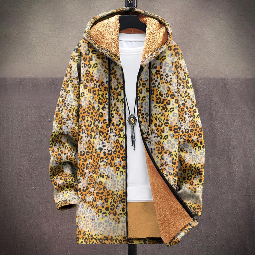 New Jacket Multi-colored Pattern Elements B1 Zipper Hooded Cardigan Thickened Winter Fleece Trendy Padded Clothes
