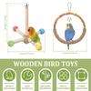 2Pcs Bird Standing Toy Set 360° Rotatable & Bell Wooden Interactive Spinning Parakeet Toys for Bird Cage Accessories NEW