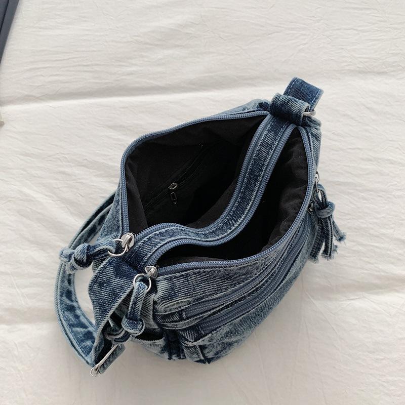 Single Shoulder Bag, Travel Crossbody Bag, Denim Fabric, Retro and Simple, Casual and Lightweight Bag