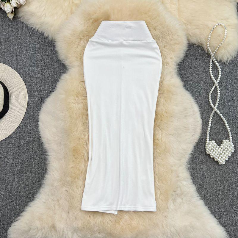 

Dongdaemun South Korea Mid Length Long Length over-the-Knee Fishtail Skirt White All yards