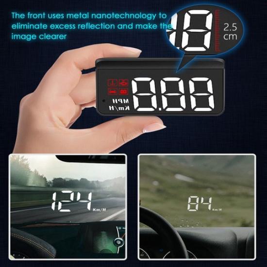 Car Glass HUD Digital Speedometer Projector Head Up Display OBD2 Overspeed Alarm