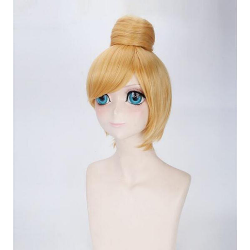 35CM Kurze Perücke mit Anime Prinzessin Tinker Bell Chignon Cosplay Kostüm Tinkerbell Hitzebeständige Kunsthaar Frauen Perücken