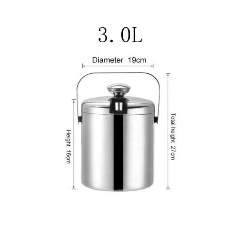 Stainless Steel Ice Bucket Double Layer Cooler For Bar Lounge Party And Wine Storage