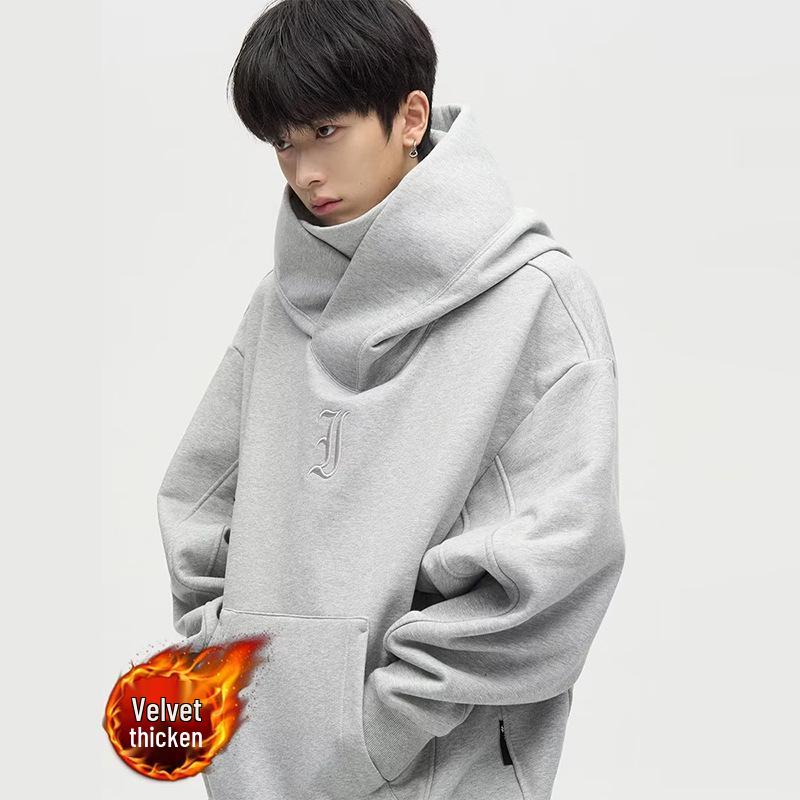 Ninja Herren-Hoodie mit Stehkragen gegen soziale Ängste – Herbst/Winter Samtjacke, schweres Material, trendige Partnerjacke