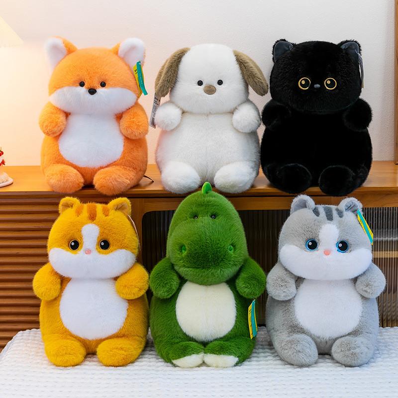 Pluche kat met PP-katoenvulling, zachte dierenknuffel voor kinderen en volwassenen.