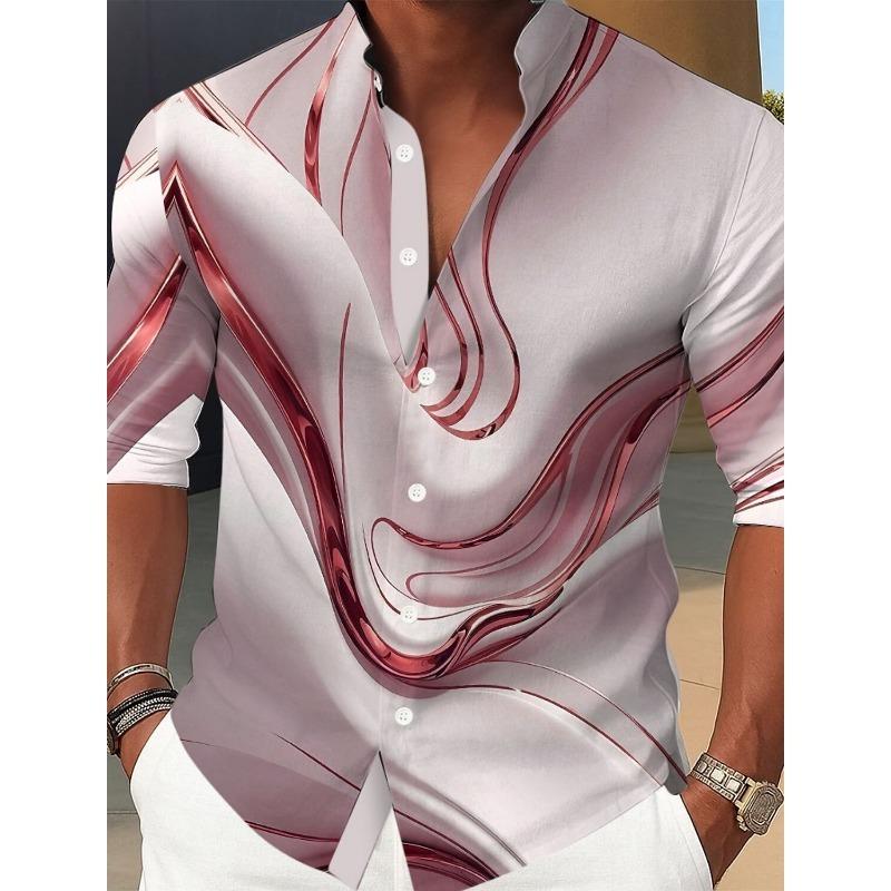 Men's Marble Abstract Liquid Art Shirt Button Up Shirt Turndown Collar Shirt Long Sleeve Casual Outdoor Vacation Spring Fall