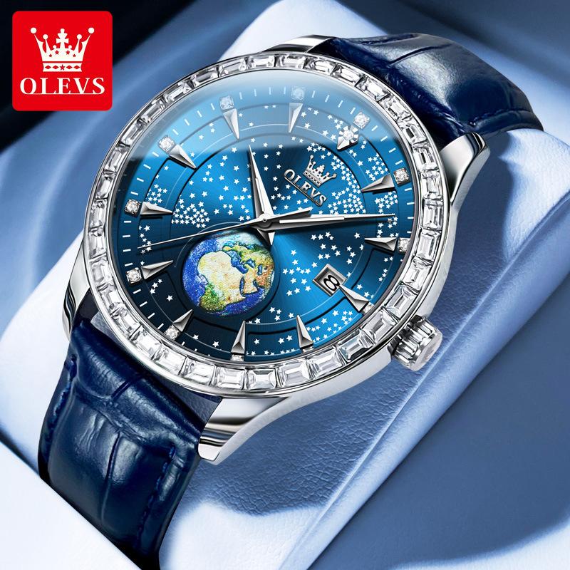 

Брендовые часы OLEVS, новые светящиеся кварцевые часы со звездами, модные мужские часы, мужские часы