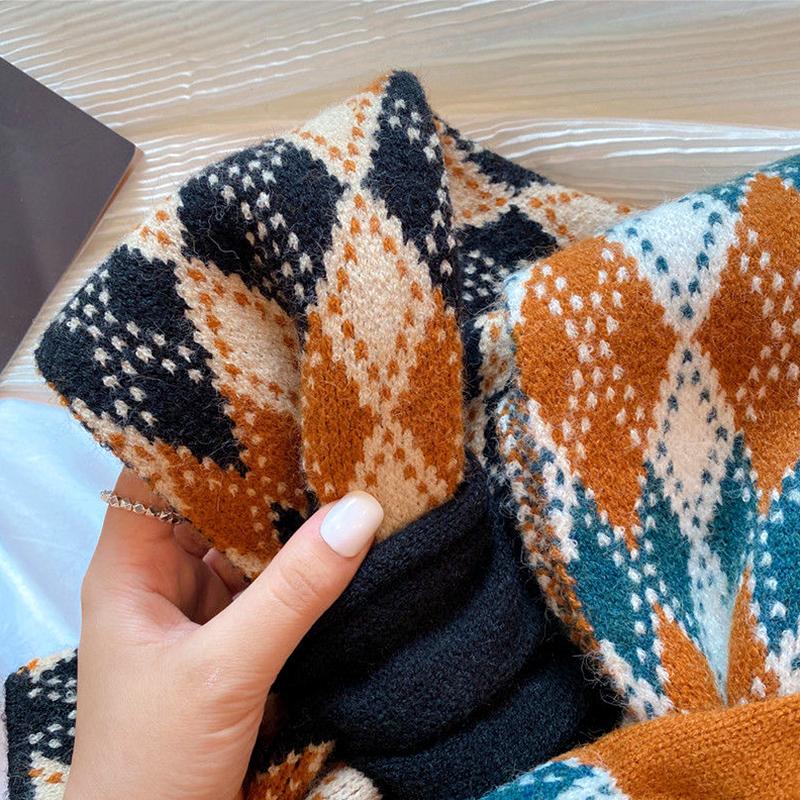 1PC Fashion Knitting Scarf Winter Warm Solid Colour  Christmas Style Soft Thicken Women's Scarf
