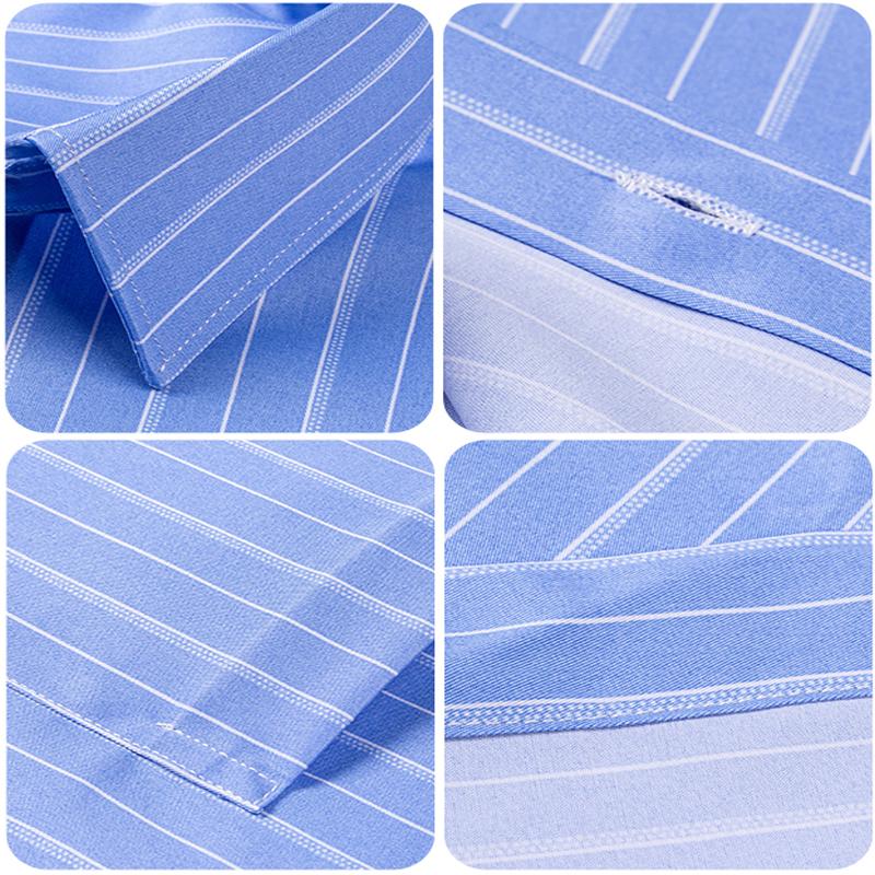 New Men's Stretch Anti-Wrinkle Striped Shirt Men's Long Sleeve Formal Plaid Shirt Men's Slim Fit Social Business Shirt S-5XL